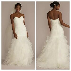 elegant wedding dresses mermaid Luxury Lace Mermaid Backless Applique Straight Neckline Wedding Dresse –  Dairy Bridal